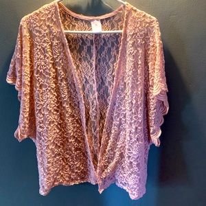 pink Lace knit cover up top Size M (7-9)